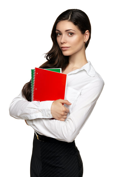 穿着西装拿着笔记本的年轻女孩图片下载