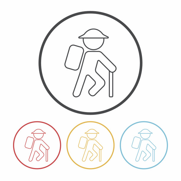 徒步旅行线性图标图片下载