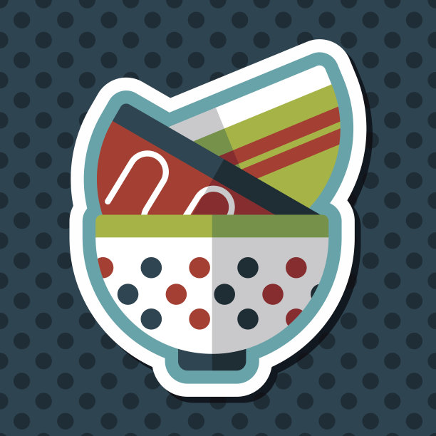 厨房碗的图标与长阴影，eps10图片下载