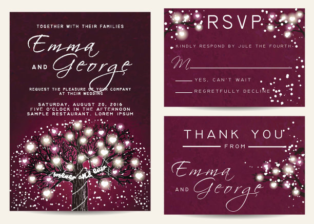 美丽的婚礼布景，装饰着仙女树图片下载