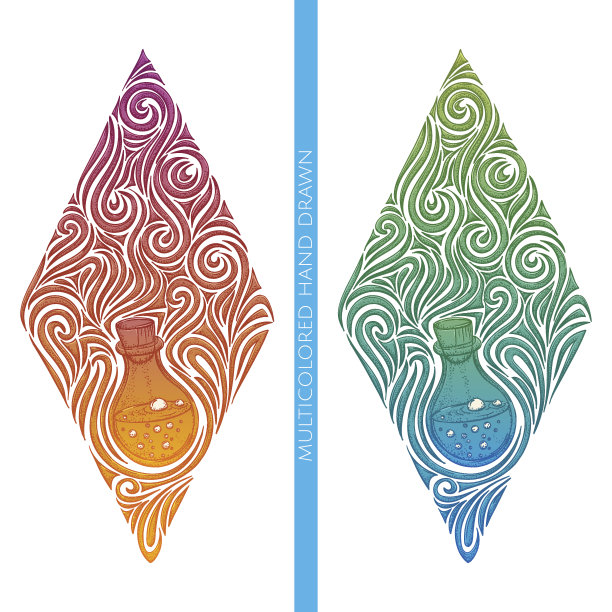 五彩抽象炼金术瓶图片下载