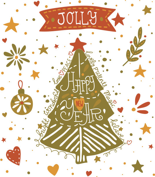 新年快乐概略贺卡图片下载