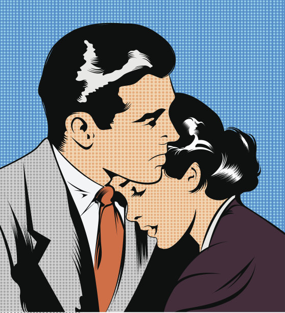 一对夫妇拥抱的插图素材图片