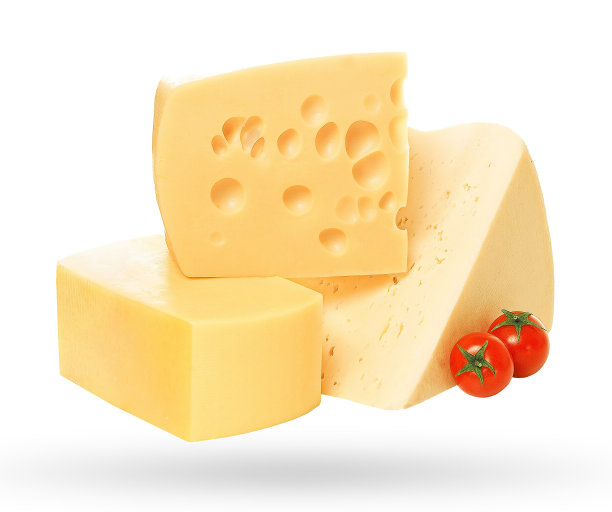 各种各样的奶酪在白色的背景图片下载
