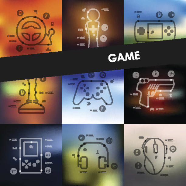 带有模糊背景的游戏时间线信息图图片下载