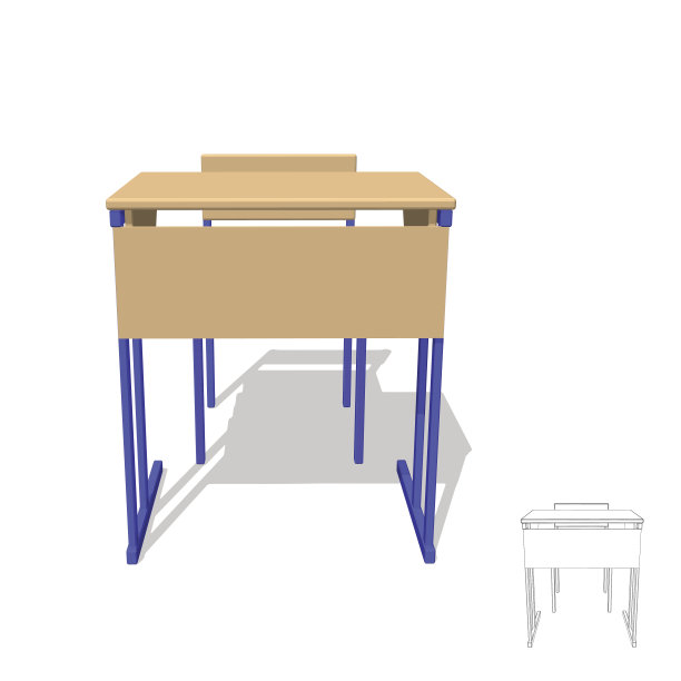 学校的桌子上。孤立在白色的。3 d矢量插图。前视图图片下载