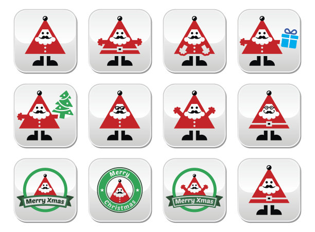 圣诞老人的图标，圣诞快乐的按钮图片下载