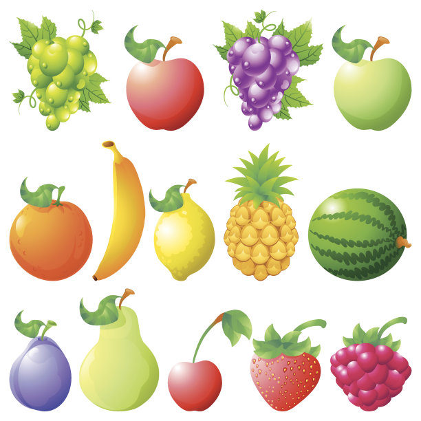 水果图标卡通集孤立图片下载