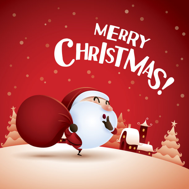 圣诞快乐!圣诞老人来了。图片下载