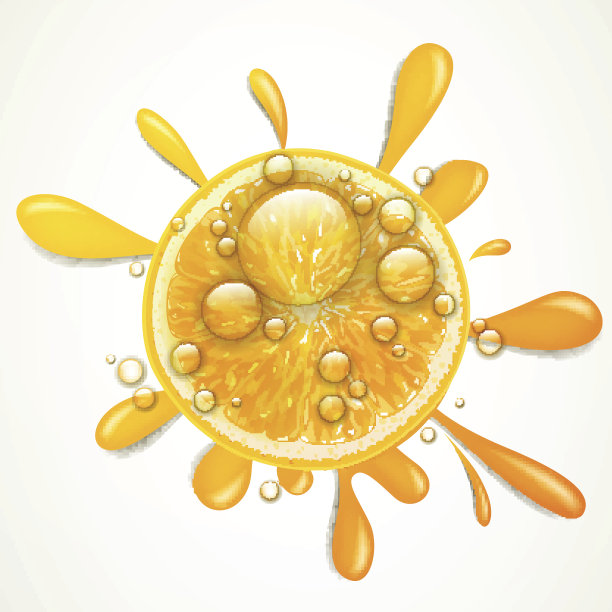 矢量橙色水果飞溅图片下载