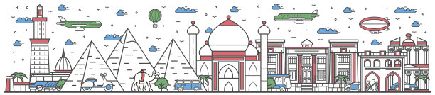 在埃及旅游国家线平设计横幅图片下载