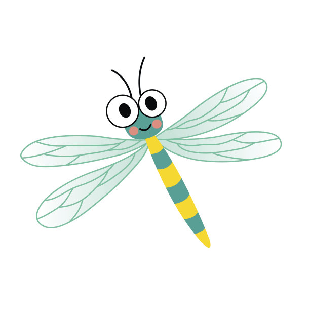 蜻蜓动物卡通人物矢量插图。图片下载