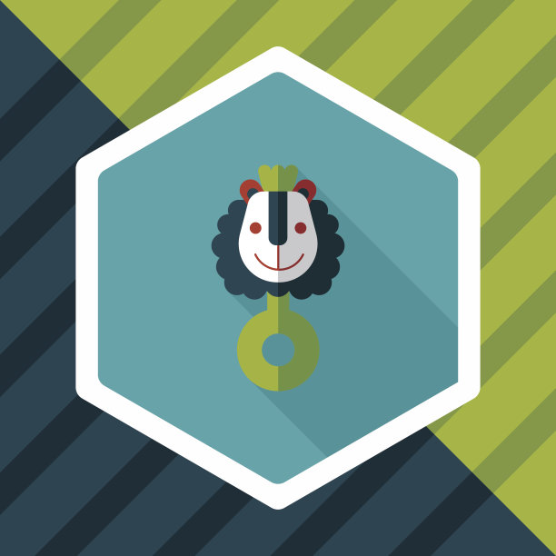 婴儿拨浪鼓图标与长影子，eps10图片下载