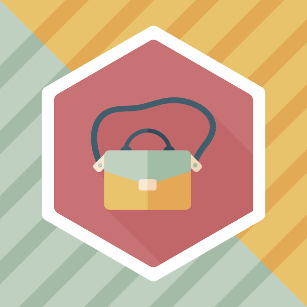 公文包扁平图标与长阴影，eps10图片下载