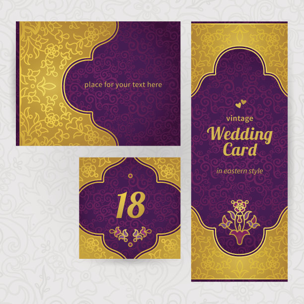 东方风格的复古装饰卡片。图片下载