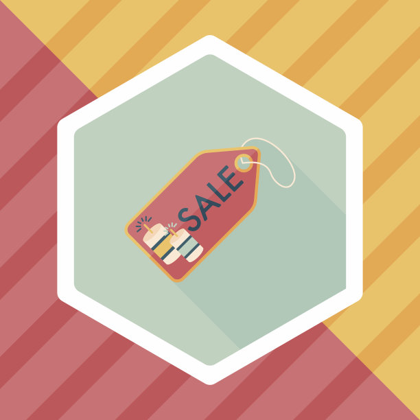 中国新年销售扁平图标与长影子，eps10图片下载