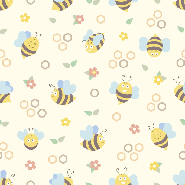 蜂房和花朵的无缝图案，复古的颜色图片下载