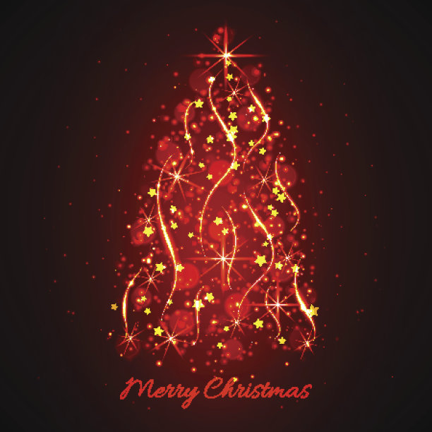 抽象发光的圣诞树。图片下载