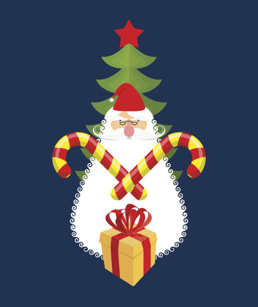 圣诞的象征:圣诞老人和礼物。薄荷香。图片下载