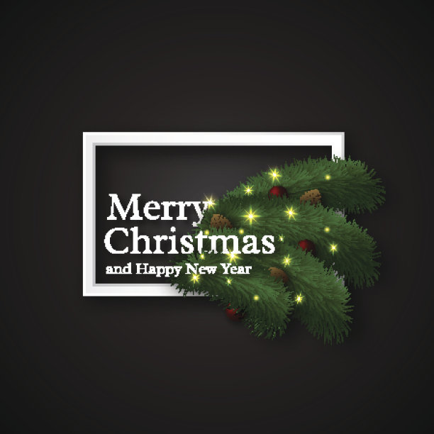 圣诞设计，现实的白色框架和文字与阴影图片下载