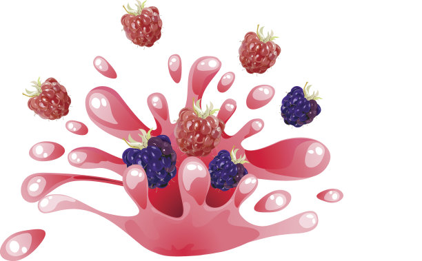 新鲜的黑莓和覆盆子汁。图片下载