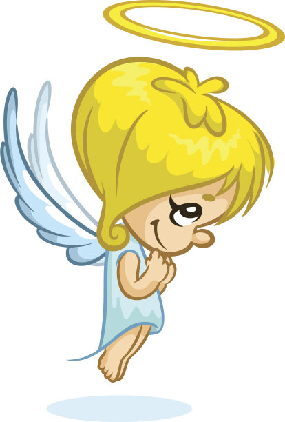 矢量插图可爱的圣诞天使角色图片下载