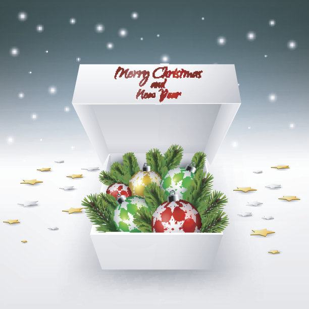 圣诞装饰在礼盒背景图片下载