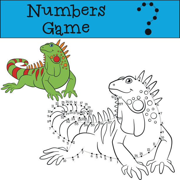 教育游戏:数字游戏与轮廓。可爱的鬣蜥。图片下载