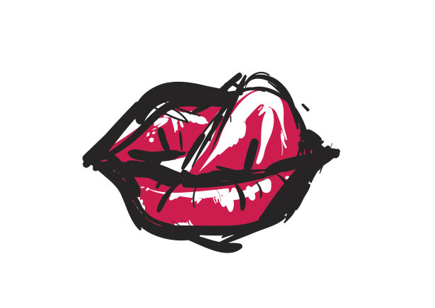 手绘图形吻，红唇，唇。图片下载