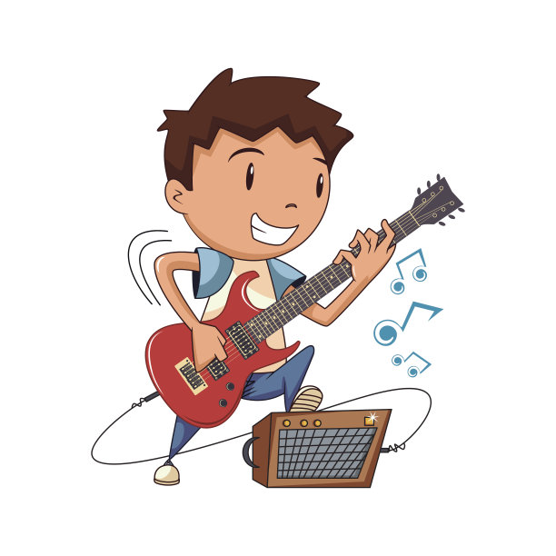 弹奏电吉他的孩子图片下载