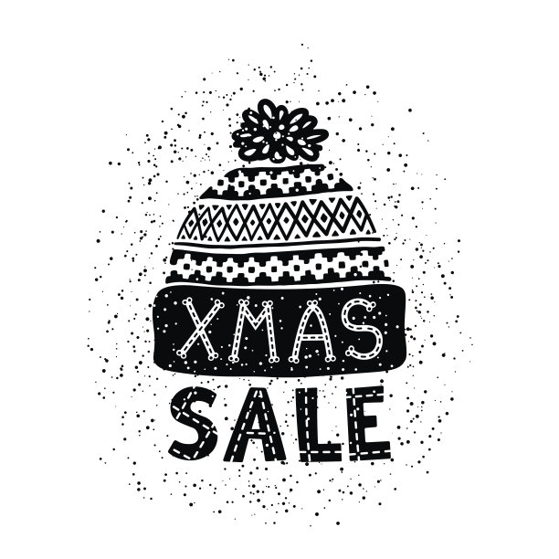 冬季特别横幅或标签与针织羊毛帽图片下载