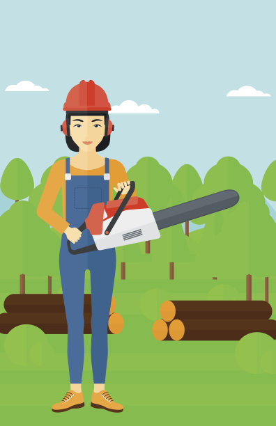 伐木工人用电锯图片下载