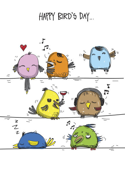 一套卡通可爱的小鸟图片下载