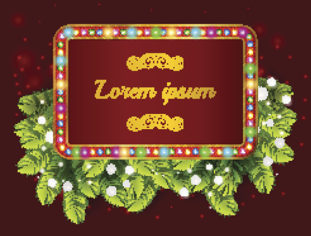 新年快乐的灯架与圣诞装饰，和花环图片下载