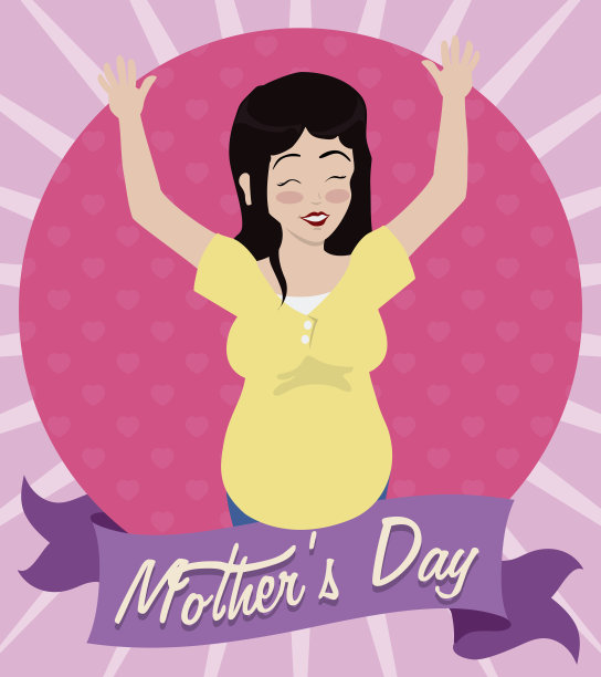 微笑的孕妇与她的手庆祝母亲节图片下载