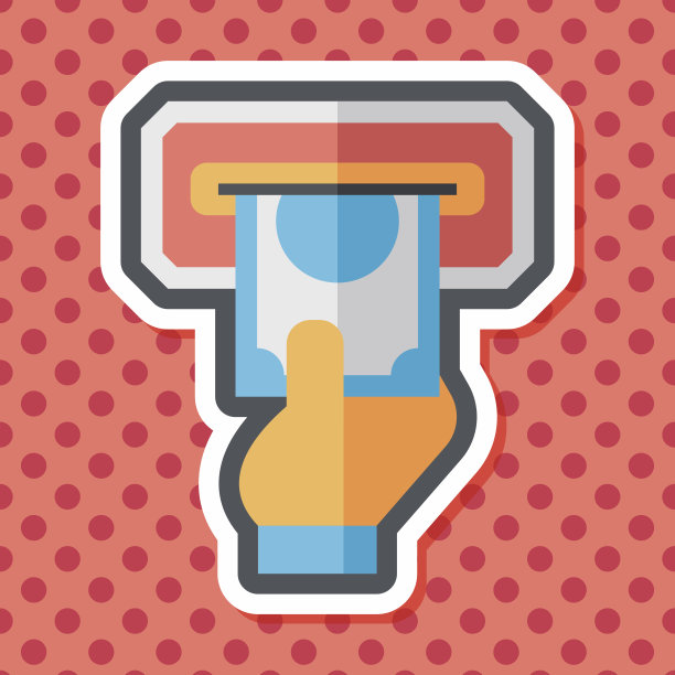 ATM平面图标与长影子，eps10图片下载