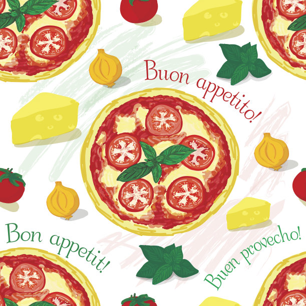 矢量无缝模式意大利披萨图片下载