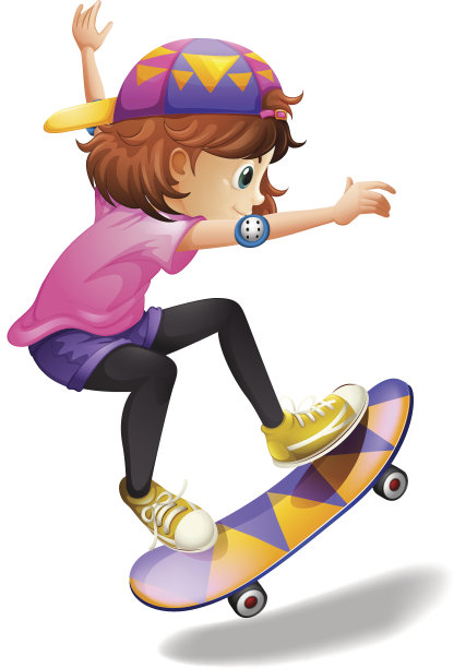 一个精力充沛的年轻女子玩滑板图片下载