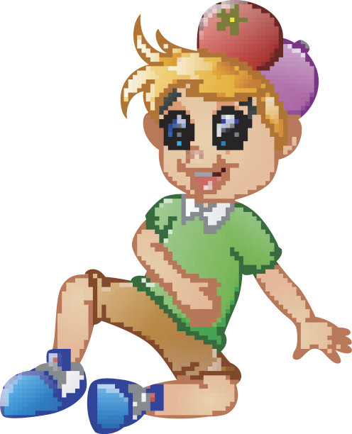 坐在白色背景上的男孩图片下载