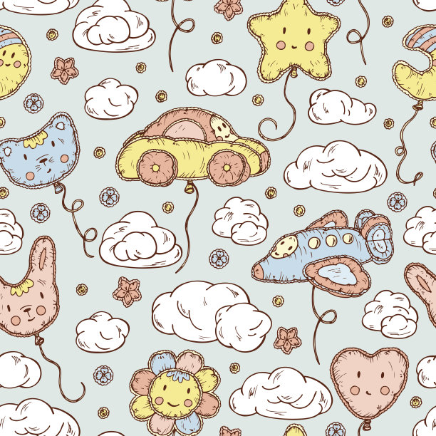 孩子们的玩具。沙滩充气玩具。气球。向量无缝模式。图片下载