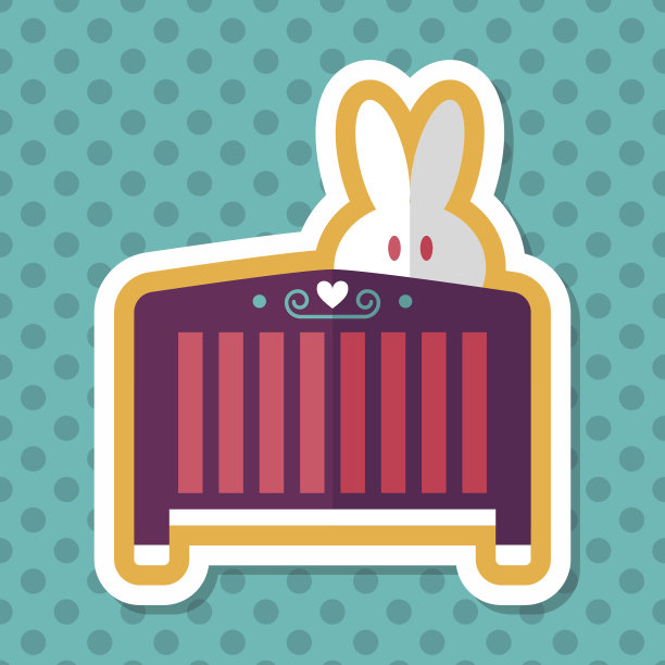 婴儿摇篮床与长影子的图标，eps10图片下载