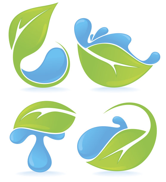 新鲜的绿叶和水滴是标志和象征图片下载