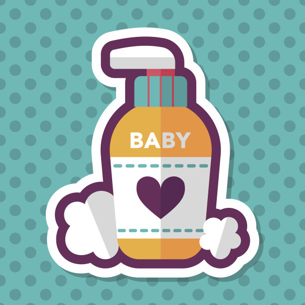 婴儿化妆品与长阴影平面图标，eps10图片下载