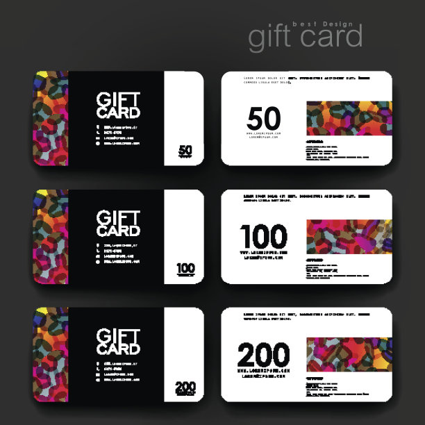 礼品券，折扣卡模板与抽象的背景图片下载