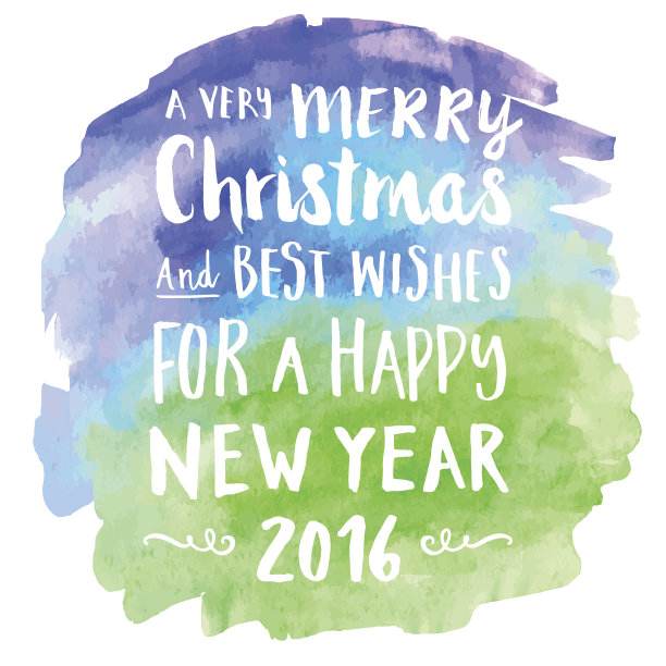 圣诞快乐水彩手写贺卡图片下载