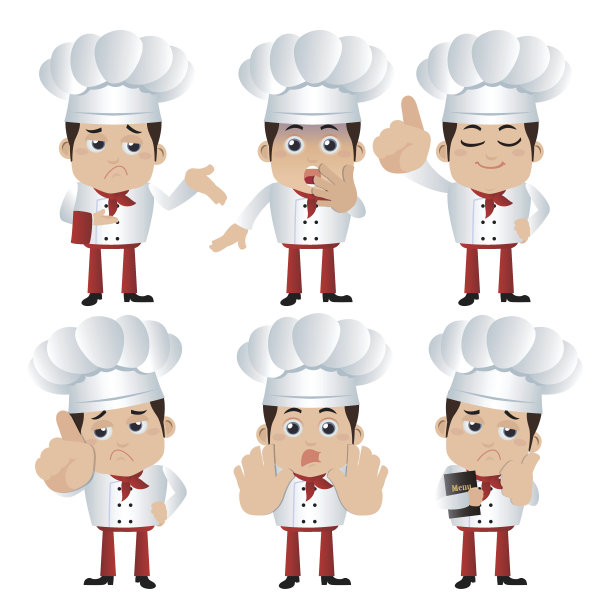不同姿势的厨师角色集图片下载