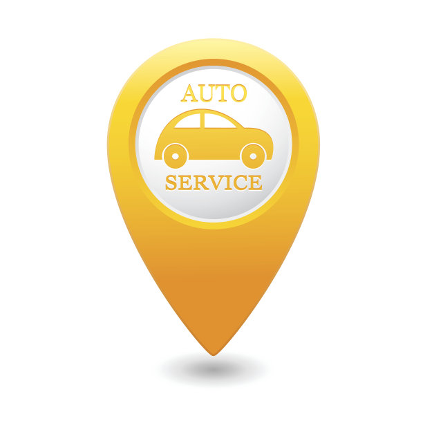 地图指针上的汽车服务图标图片下载