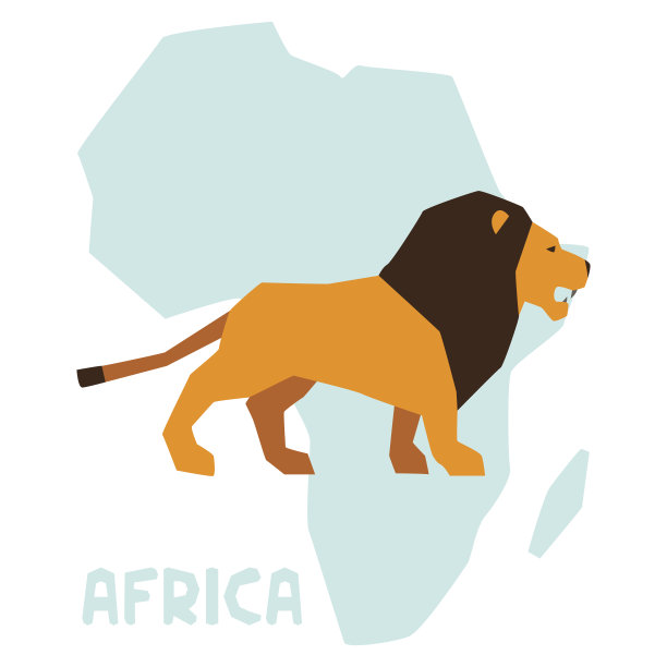 简单的说明狮子的背景非洲地图。图片下载