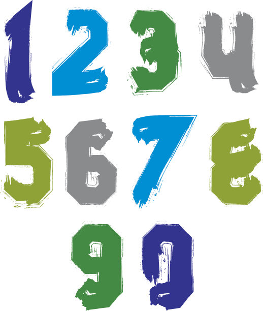 创意手写彩色数字从0到10，矢量图片下载