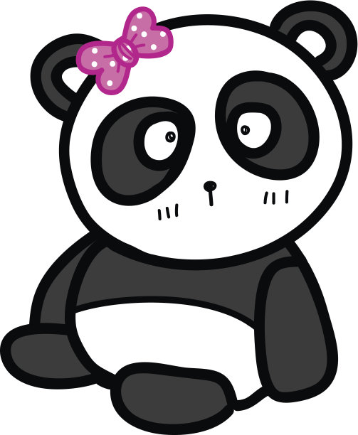 可爱的坐熊猫与弓矢量插图图片下载